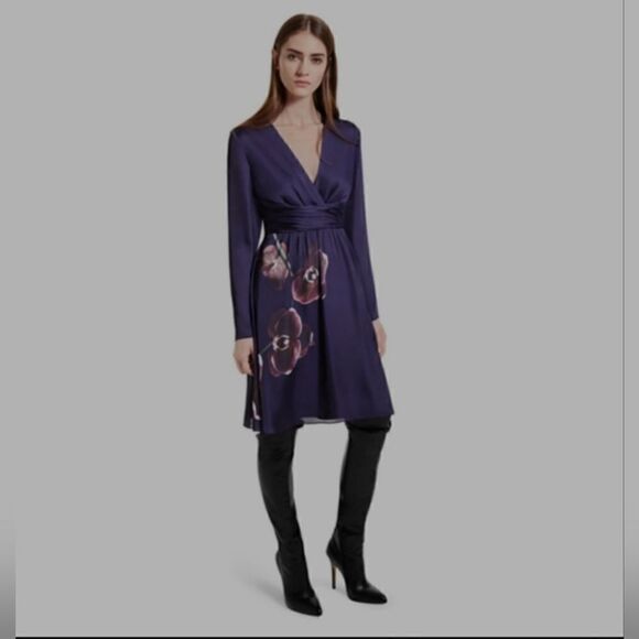 NWT Altuzarra  Satin Wrap Dress Purple Orchid Print Women’s Size 6 - Picture 1 of 6